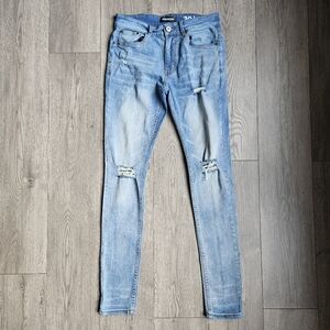 SERENADE Sedona 2.0 Men's Light Blue Distressed Stretch Skinny Jeans Size 30